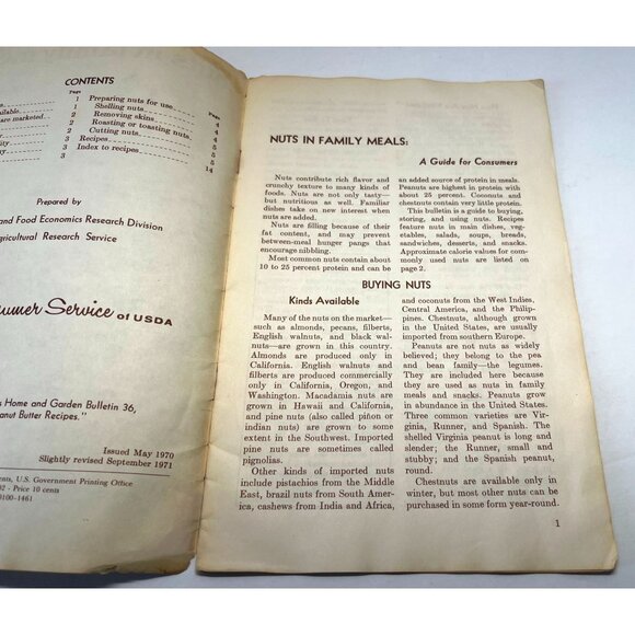 1971 USDA Consumer Guide Nuts in Family Meals Vtg Recipe Booklet Bulletin 176 - Picture 4 of 9